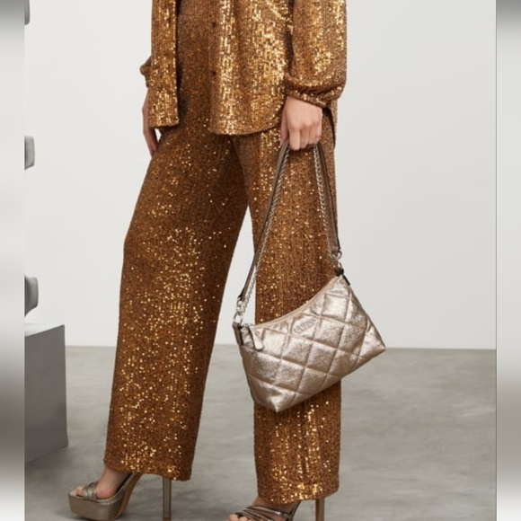 NWT Guess Wideleg Sequin Pallazzo Pants and Matching Camisole - Picture 3 of 10